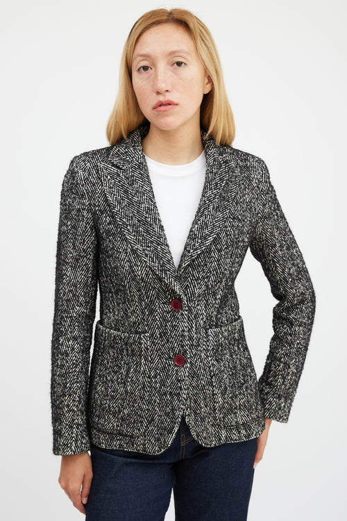 Smythe Herringbone Portrait Neck Blazer