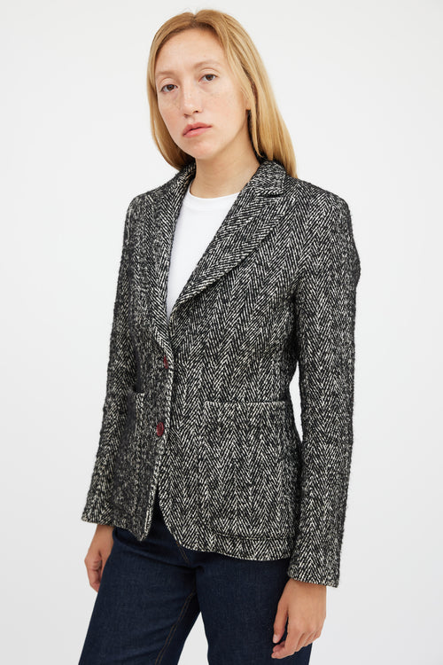Smythe Herringbone Portrait Neck Blazer