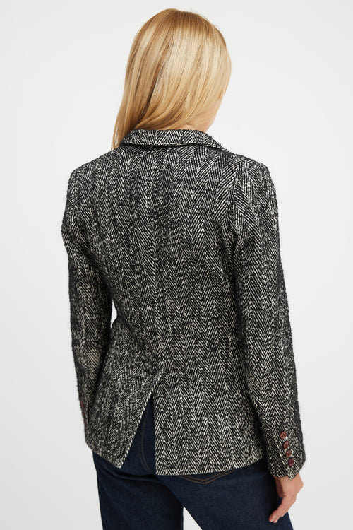 Smythe Herringbone Portrait Neck Blazer
