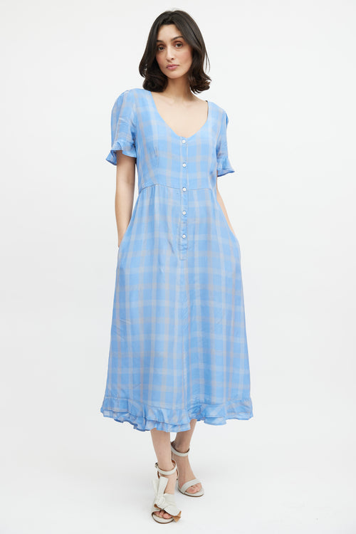 Smythe Blue & Beige Plaid Dress
