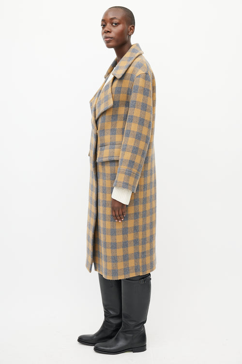 Smythe Blue & Brown Wool Checked Coat