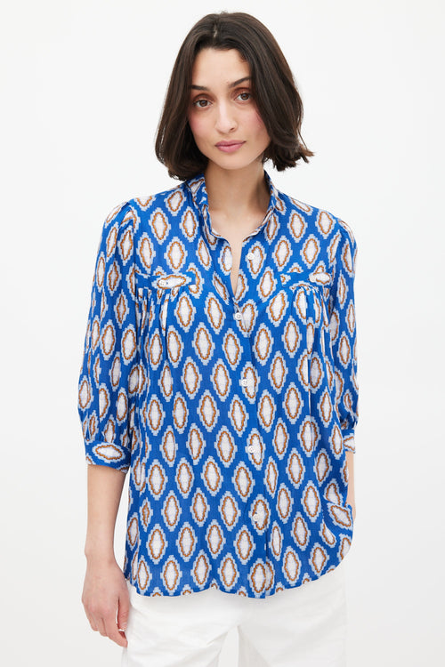 Smythe Blue & Multi Print Foulard Blouse