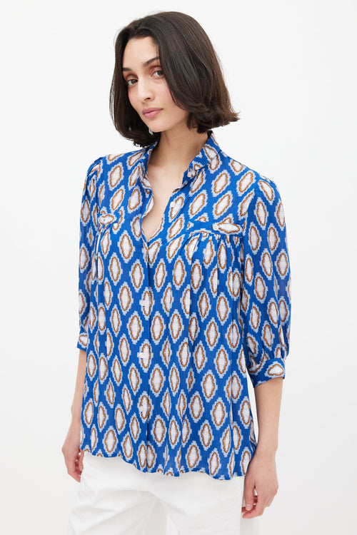 Smythe Blue & Multi Print Foulard Blouse