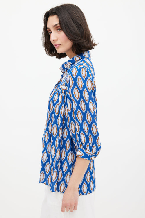 Smythe Blue & Multi Print Foulard Blouse