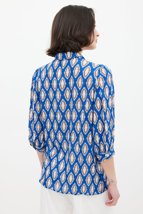 Smythe Blue & Multi Print Foulard Blouse