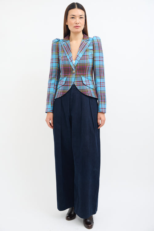 Smythe Tartan Pouf Sleeve Blazer