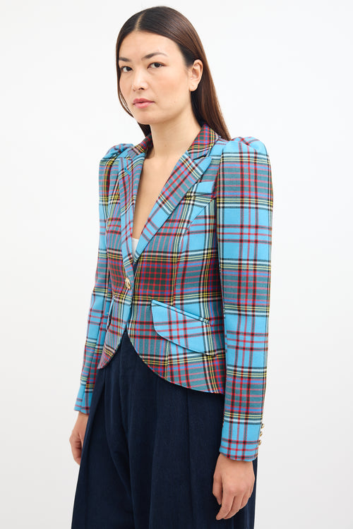Smythe Tartan Pouf Sleeve Blazer