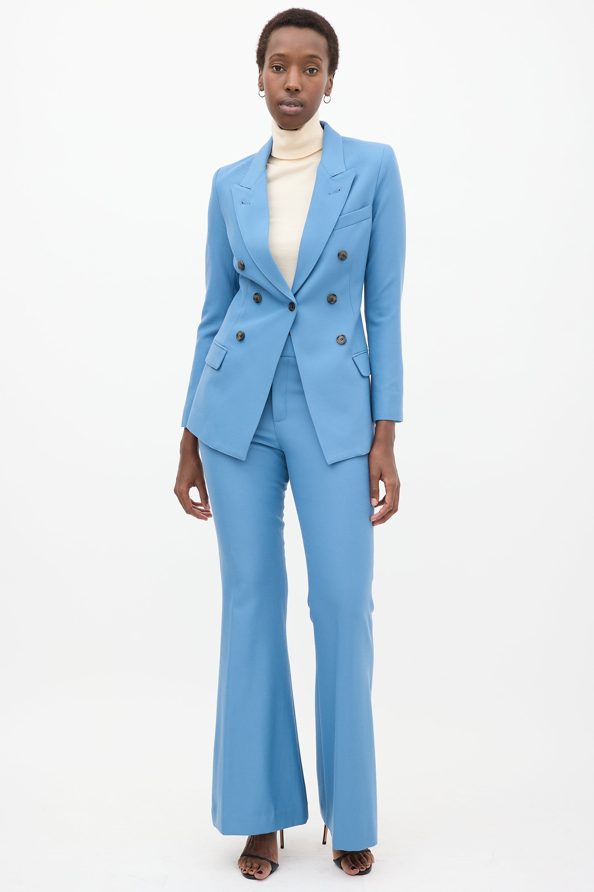Blue Wool Pant Suit