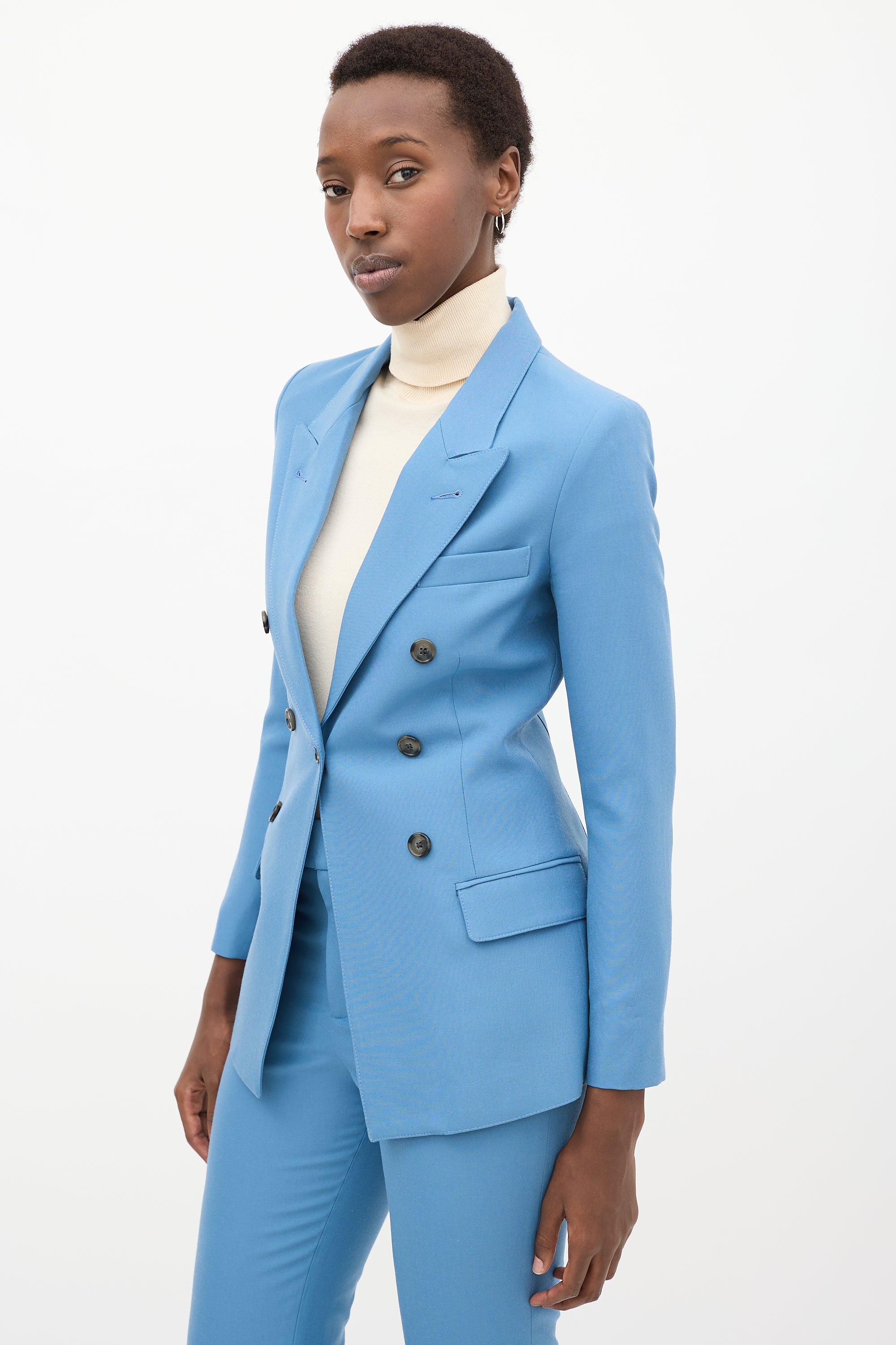 Blue Wool Pant Suit