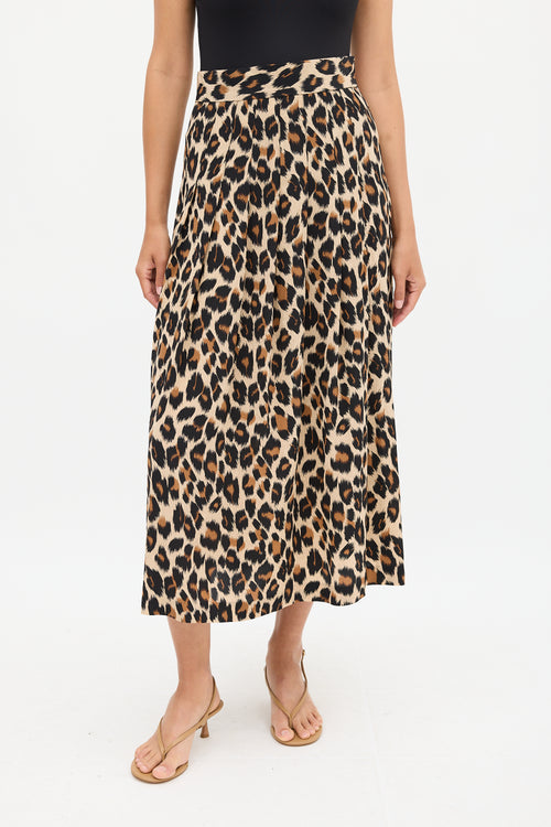 Smythe Brown & Black Silk Printed Midi Skirt