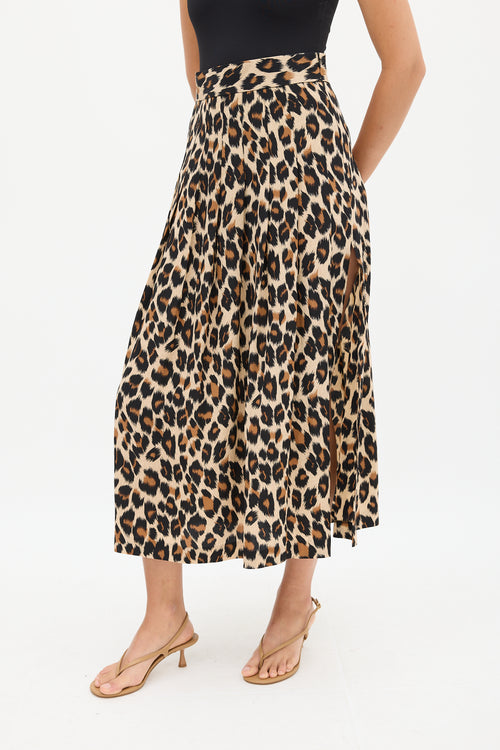 Smythe Brown & Black Silk Printed Midi Skirt