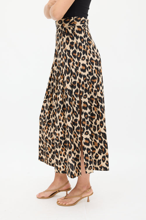 Smythe Brown & Black Silk Printed Midi Skirt
