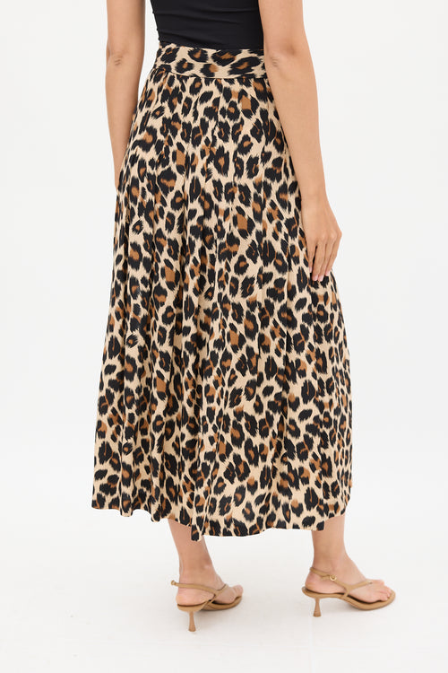 Smythe Brown & Black Silk Printed Midi Skirt