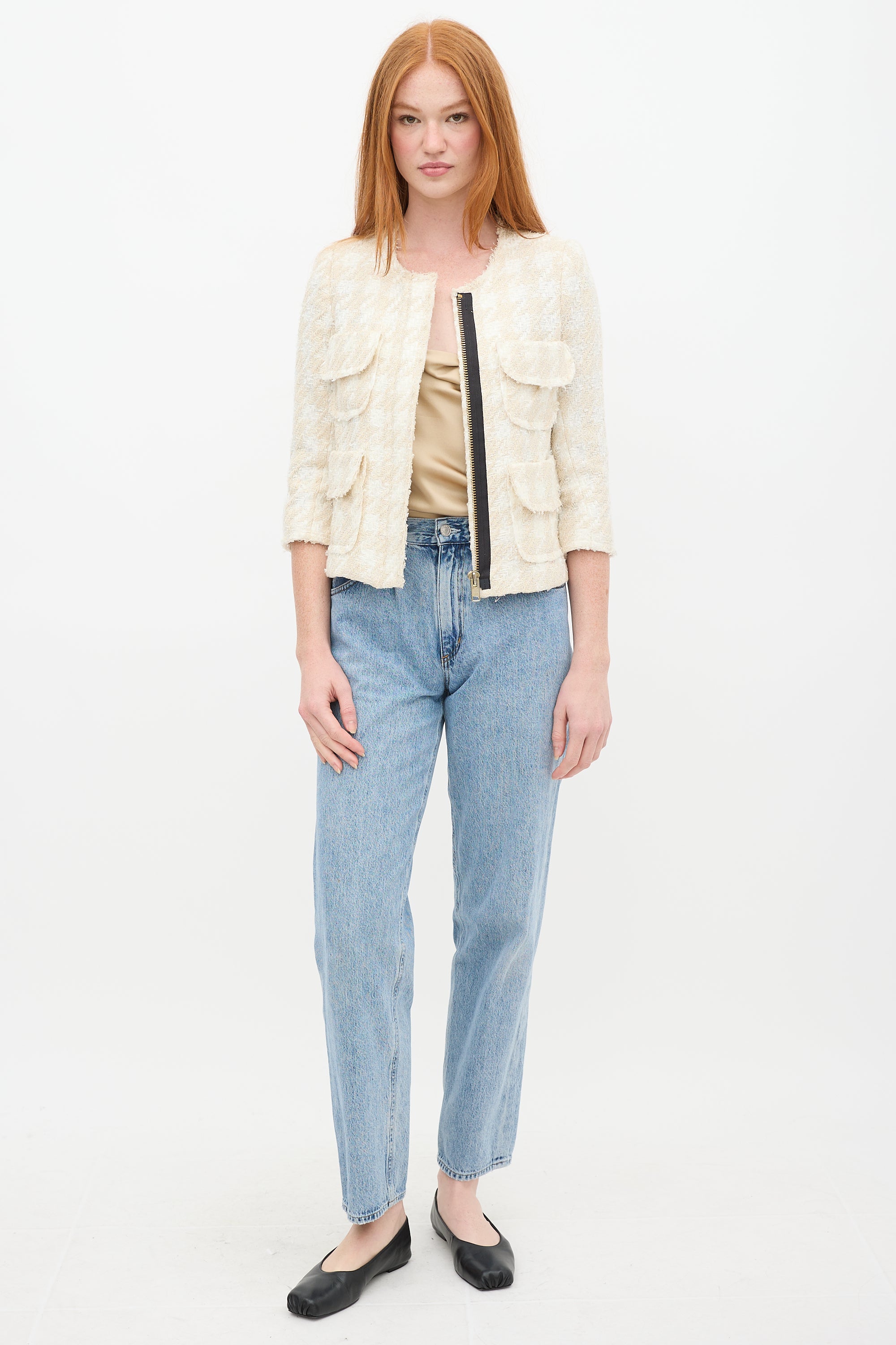 Smythe Cream Tweed Four Pocket Jacket