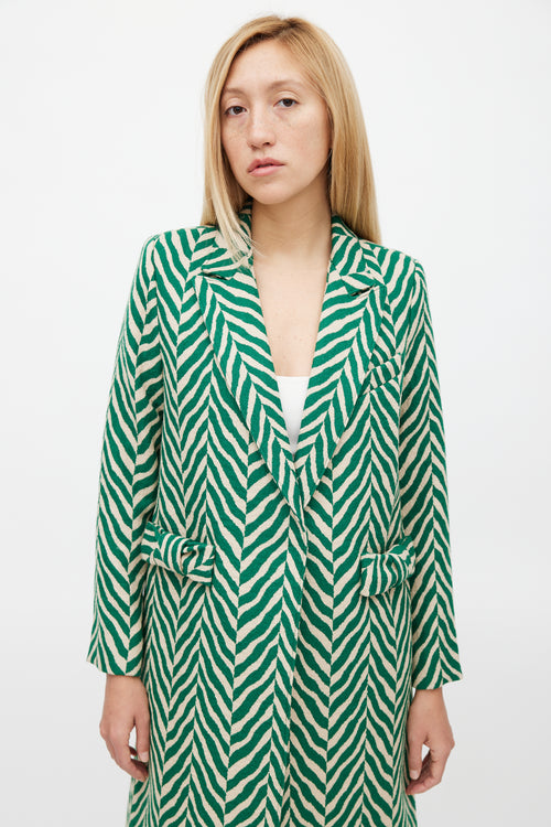 Smythe Green & Cream Wool Bow Coat