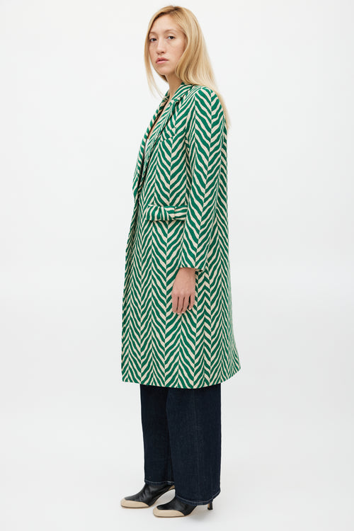 Smythe Green & Cream Wool Bow Coat