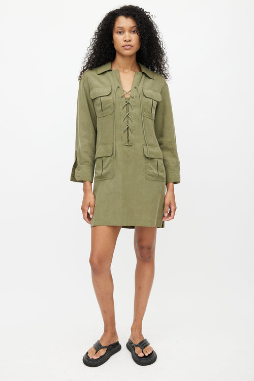 Smythe Green Lace Up Shirt Dress