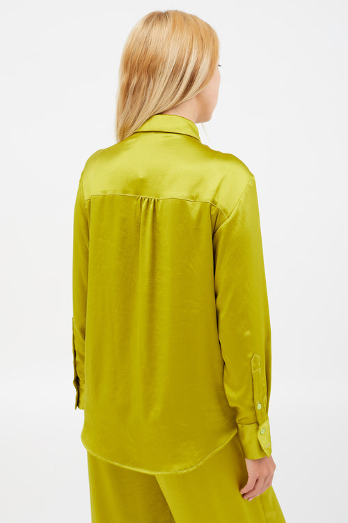 Smythe Green Satin Ruffled Co-Ord Set