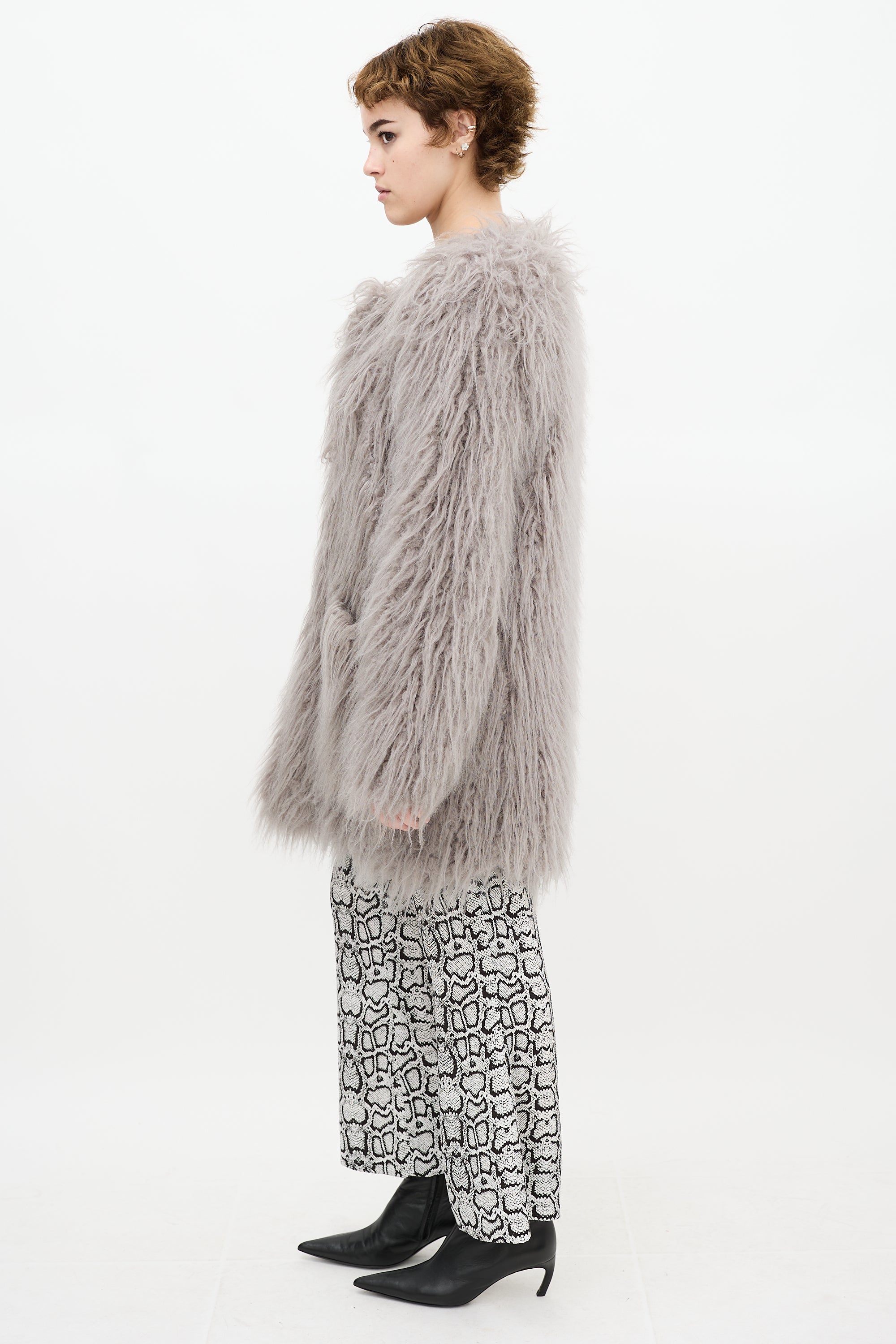 Smythe Grey Faux Fur Coat