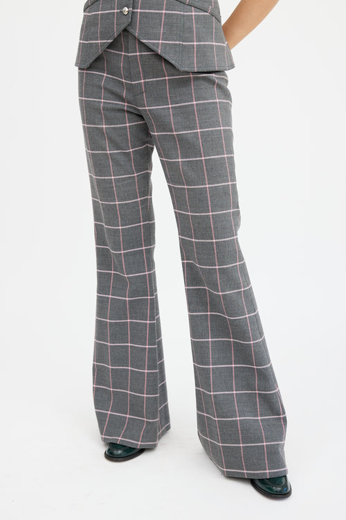 Smythe Grey & Pink Plaid Three Piece Suit