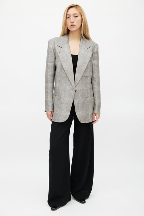 Smythe Hopsack Linen Oversized Blazer