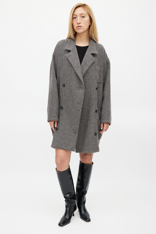 Smythe Grey Wool & Mohair Double Breasted Slouchy Coat