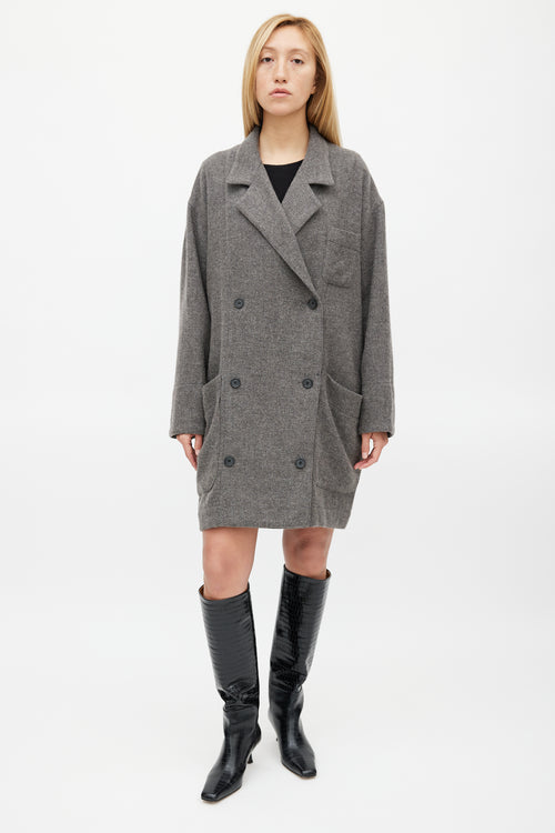 Smythe Grey Wool & Mohair Double Breasted Slouchy Coat