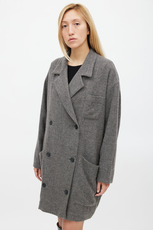 Smythe Grey Wool & Mohair Double Breasted Slouchy Coat