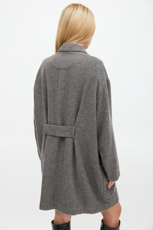 Smythe Grey Wool & Mohair Double Breasted Slouchy Coat