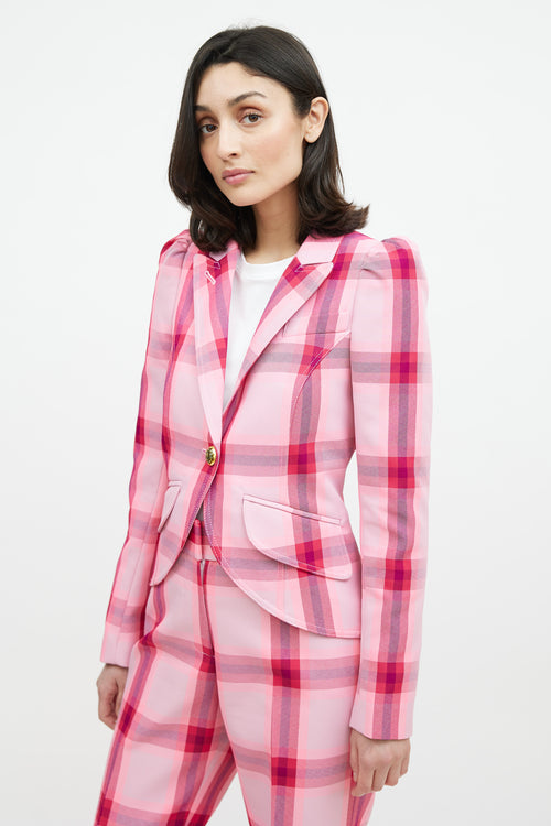 Smythe Pink & Multicolour Plaid Two Piece Suit