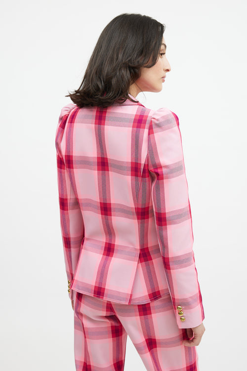 Smythe Pink & Multicolour Plaid Two Piece Suit