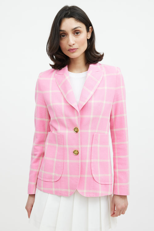 Smythe Check Portrait Neck Blazer