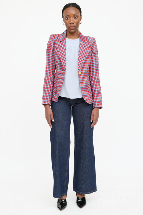 Smythe Linen Plaid Blazer