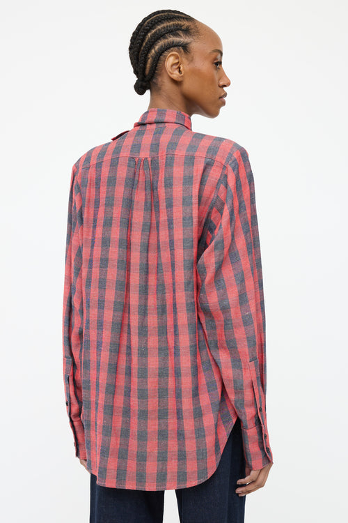 Smythe Red & Navy Plaid Bow Top