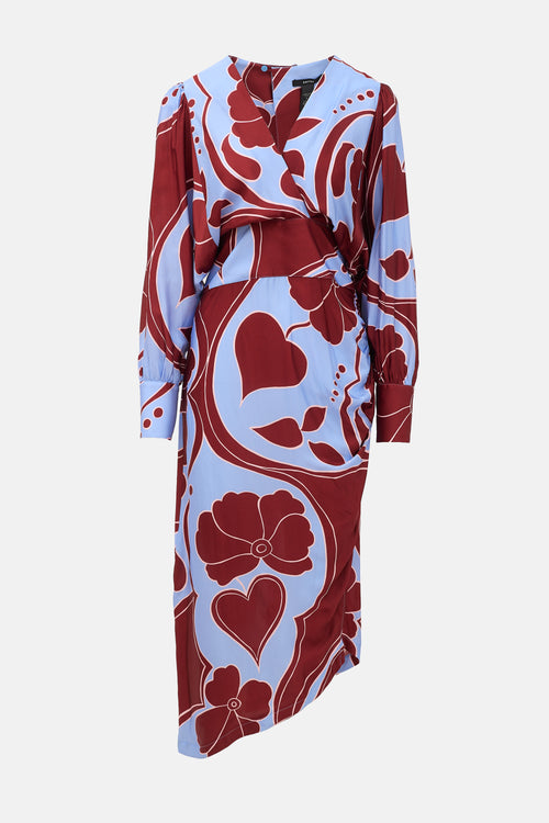 Smythe Satin Floral Drape Dress