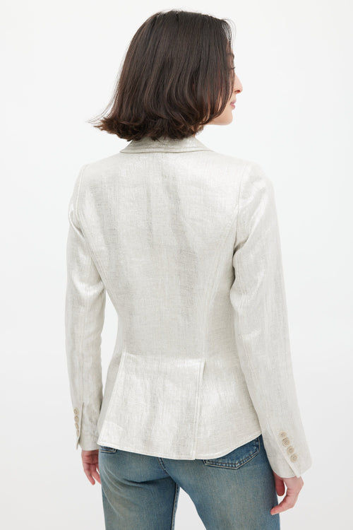 Smythe Metallic Linen One Button Blazer