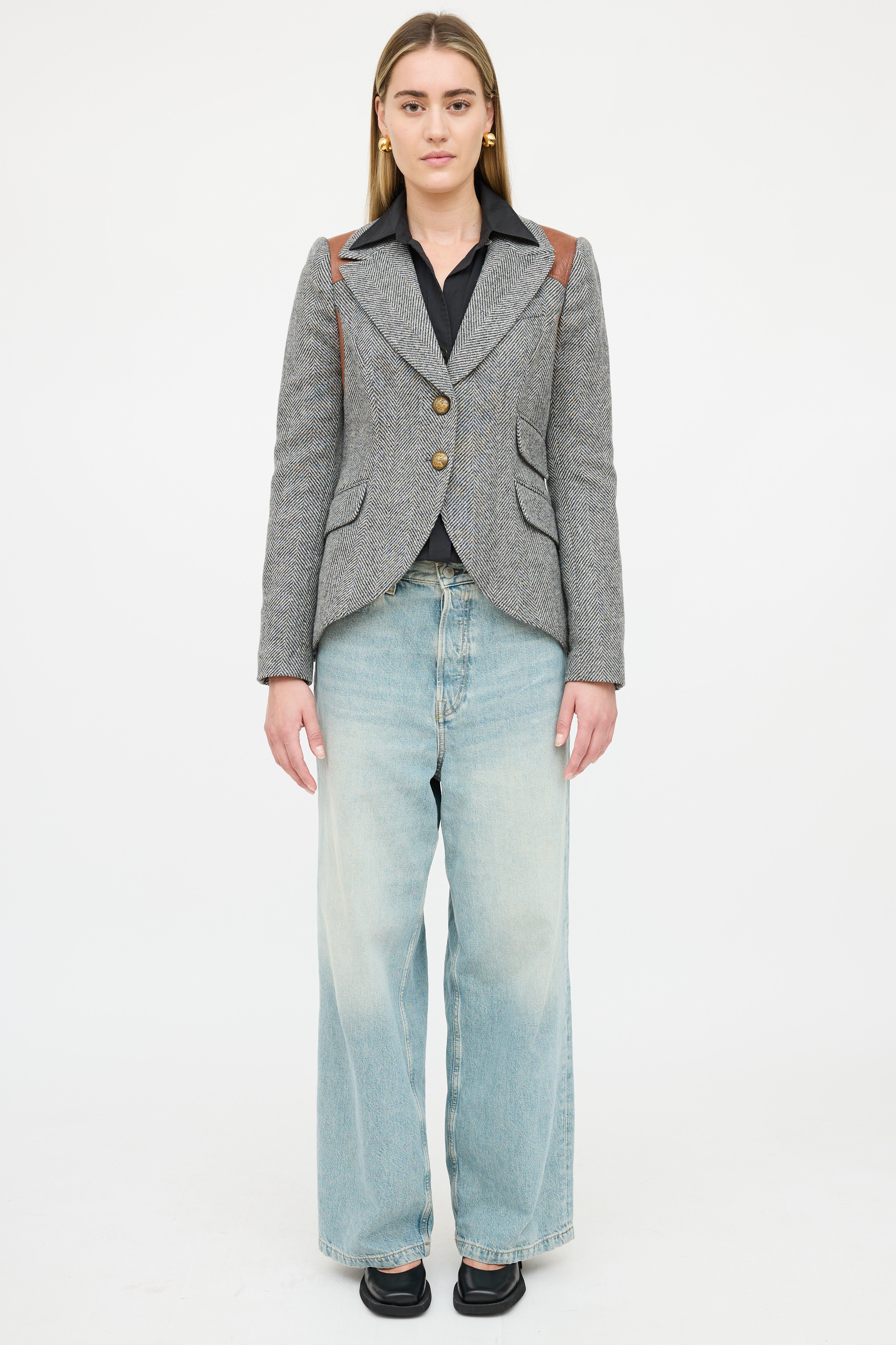 Smythe Tweed Leather Panelled Blazer