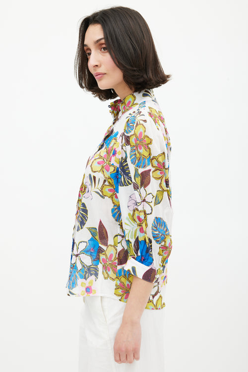 Smythe White & Multi Floral Frontier Blouse