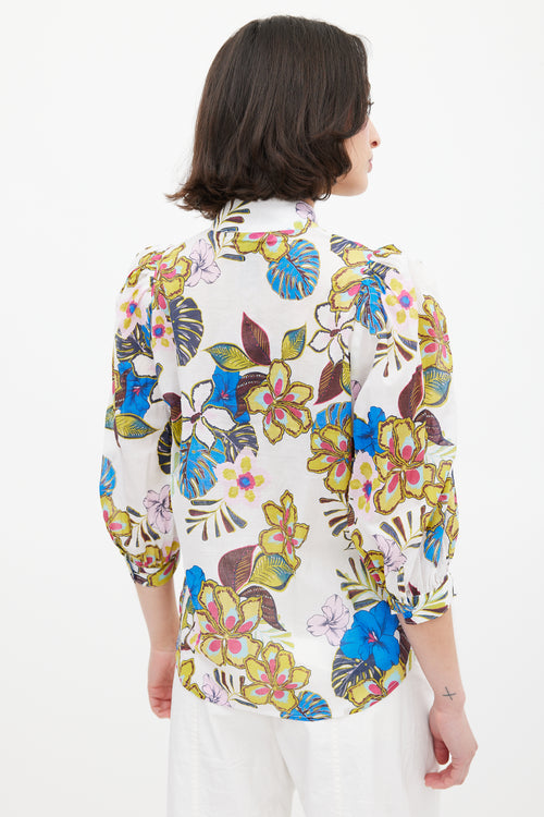 Smythe White & Multi Floral Frontier Blouse