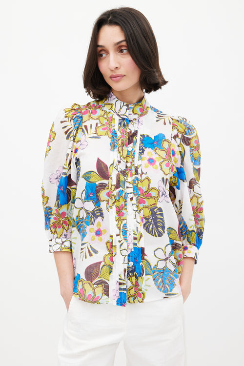Smythe White & Multi Floral Frontier Blouse