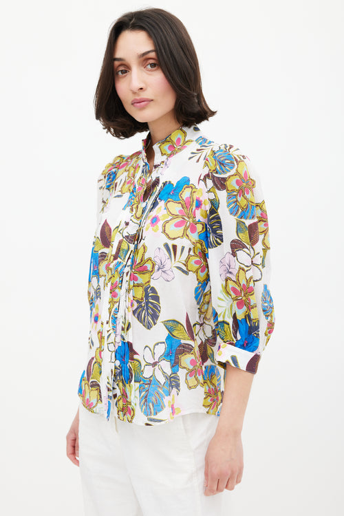 Smythe White & Multi Floral Frontier Blouse