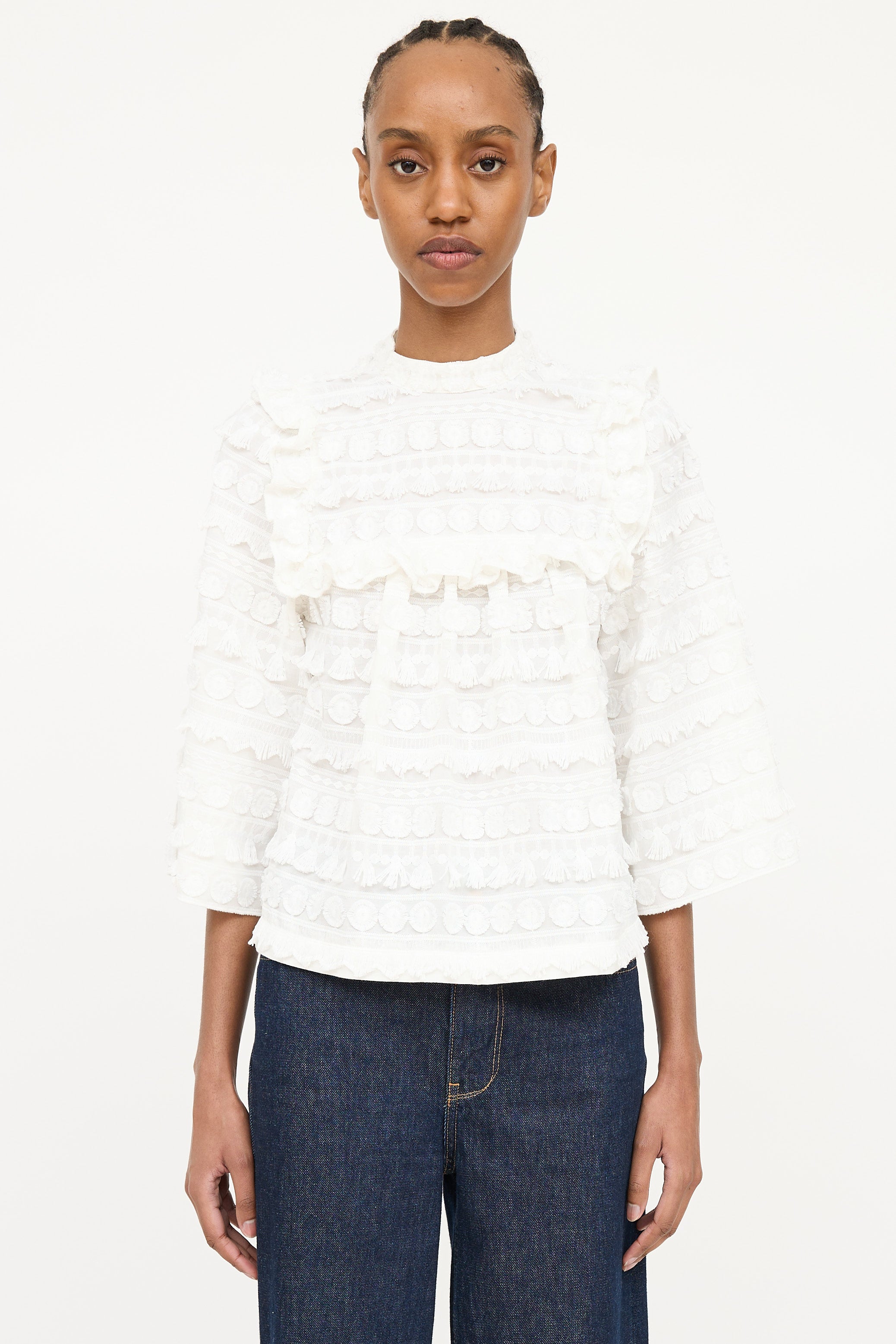Smythe Appliqué Embroidered Ruffle Top