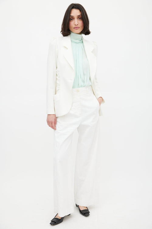 Smythe Seersucker Ruched Blazer