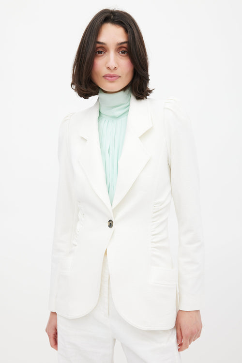 Smythe Seersucker Ruched Blazer
