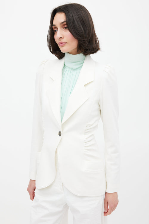 Smythe Seersucker Ruched Blazer