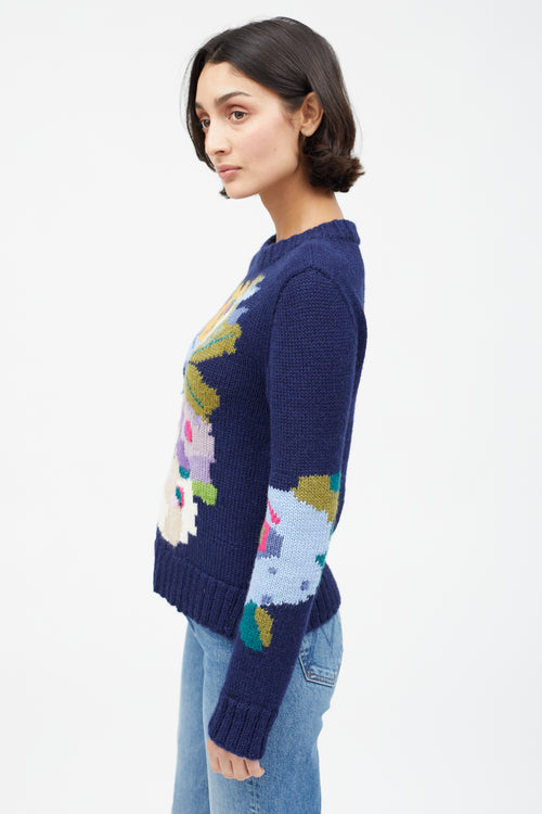 Smythe X Augden Navy & Multi Floral Sweater