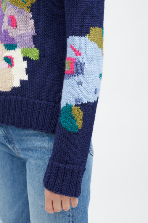 Smythe X Augden Navy & Multi Floral Sweater