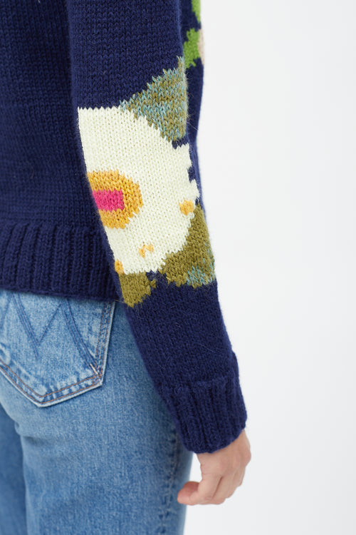 Smythe X Augden Navy & Multi Floral Sweater