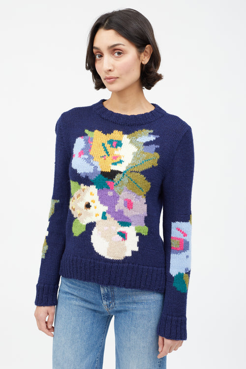 Smythe X Augden Navy & Multi Floral Sweater