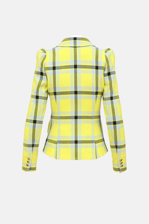 Smythe Plaid Single Button Blazer